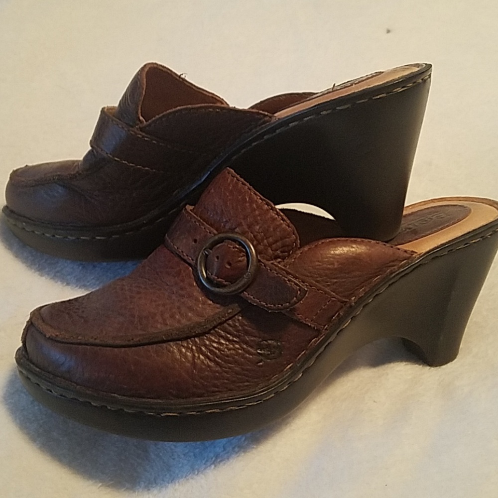 BORN leather slide mules